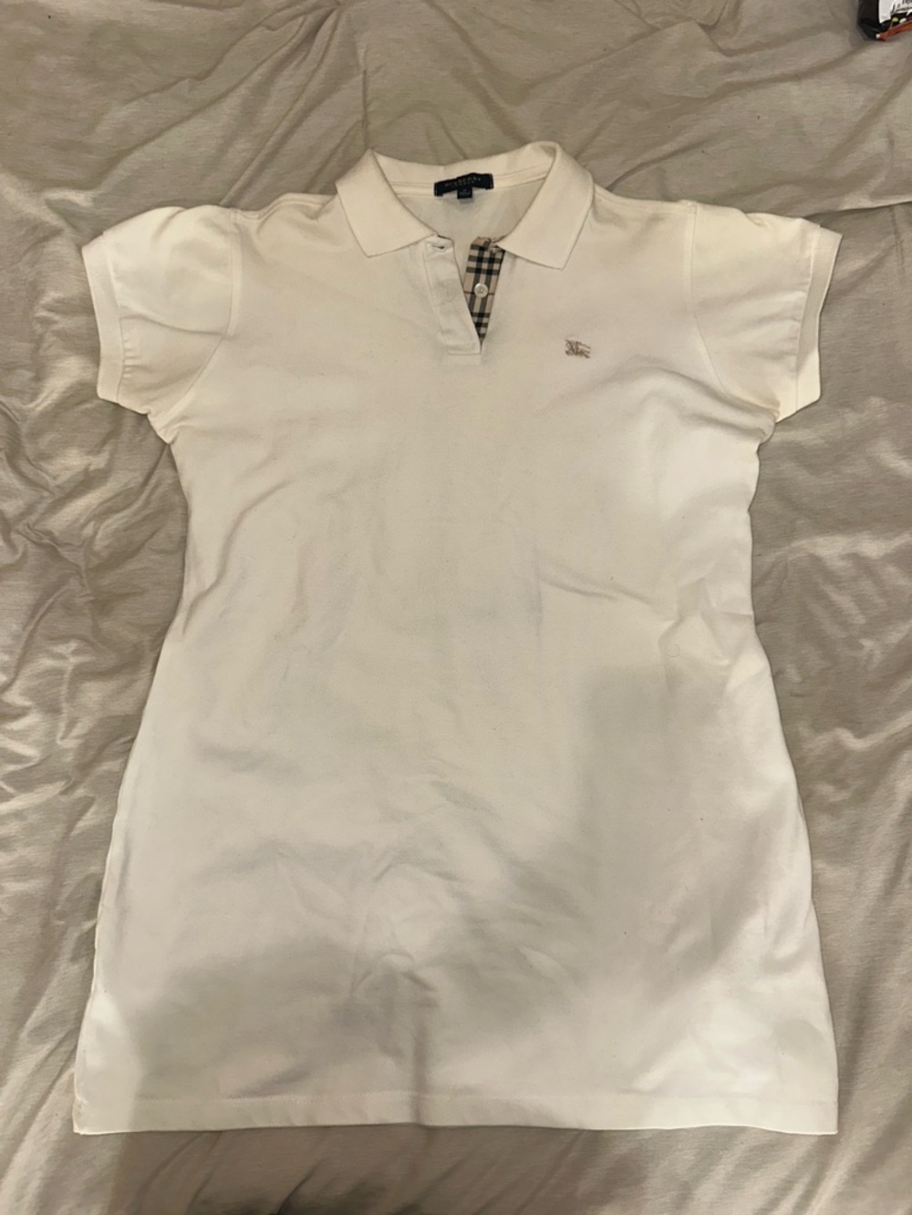 Burberry White Polo Midi Dress with Check Placket - Picture 4 of 4
